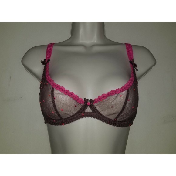 Agent Provocateur Poppie Bra Size 34DDD (34E) Chestnut with Pink NWT